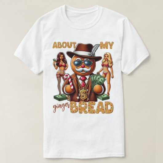 Gingerbread Man Grappige Rode Kerst T-shirt (Design voorkant)