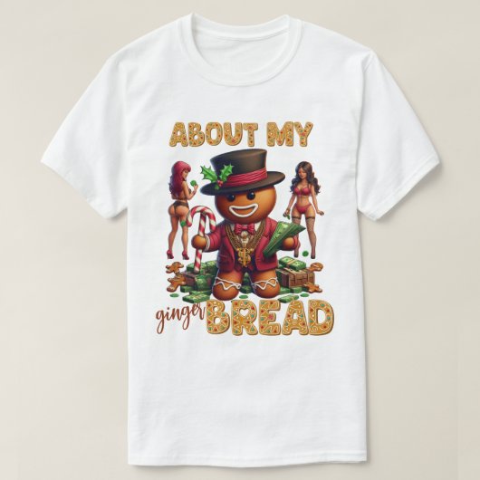 Gingerbread Man Grappige Rode Kerst T-shirt (Design voorkant)