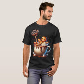 Gingerbread Man Grappige Warme Chocolade Ontspanne T-shirt (Voorkant volledig)
