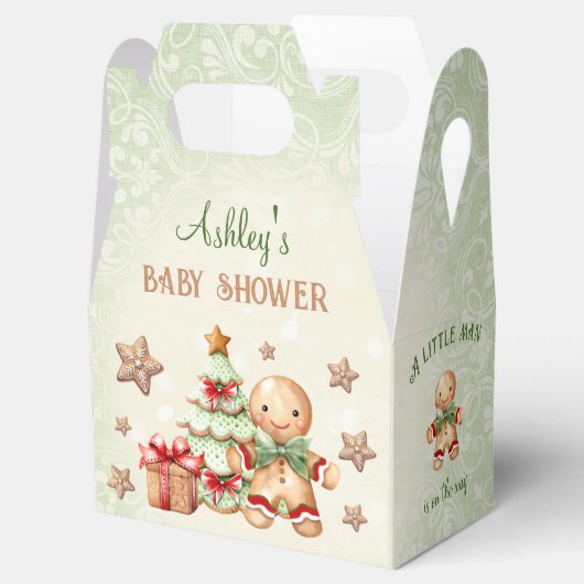 Gingerbread Man Green Christmas Baby shower Gable Bedankdoosjes (Geopend)