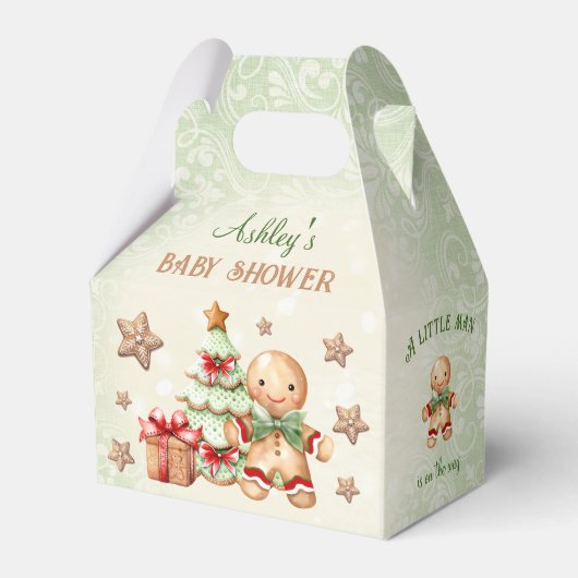 Gingerbread Man Green Christmas Baby shower Gable Bedankdoosjes (Voorkant Zijde)