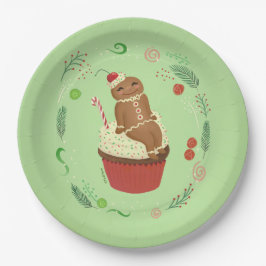 Gingerbread Man Green Papieren Bordje