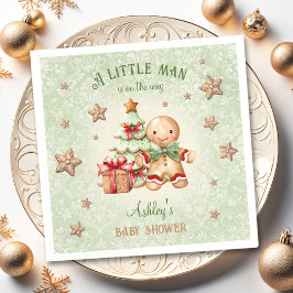 Gingerbread Man Green Red Christmas Baby shower Servet
