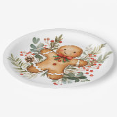 Gingerbread Man Greenery Christmas Paper Plate Papieren Bordje (Gekanteld)