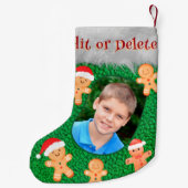 Gingerbread Man Groen Schattige Leuk Schattig Foto Kleine Kerstsok (Achterkant)