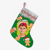 Gingerbread Man Groen Schattige Leuk Schattig Foto Kleine Kerstsok (Voorkant (Hangend))