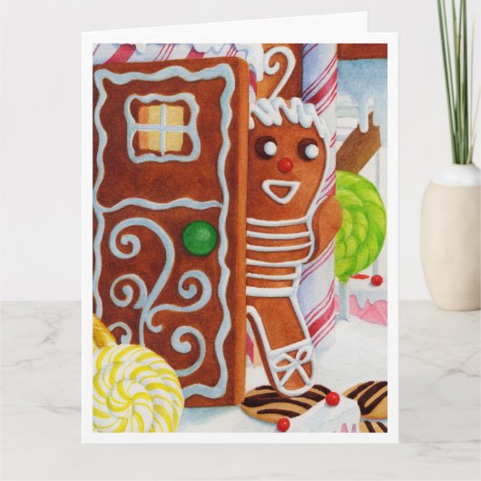 GINGERBREAD MAN Grote Kerst Kaart (Voorkant)