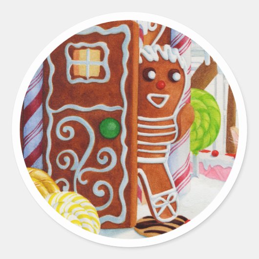 GINGERBREAD MAN Grote ronde Stickers (Voorkant)