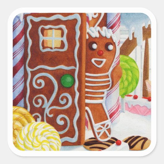 GINGERBREAD MAN Grote Vierkante Stickers (Voorkant)