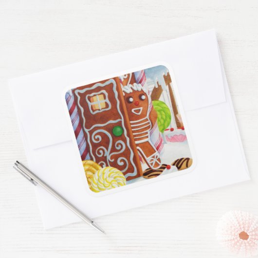 GINGERBREAD MAN Grote Vierkante Stickers (Envelop)