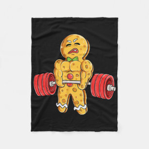 Gingerbread Man Gym Bodybuilding Gewichtheffen Chr Fleece Deken