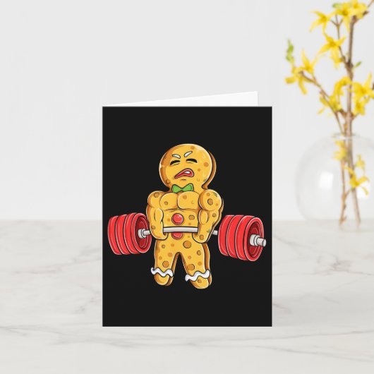 Gingerbread Man Gym Bodybuilding Gewichtheffen Chr Kaart (Gele Bloem)