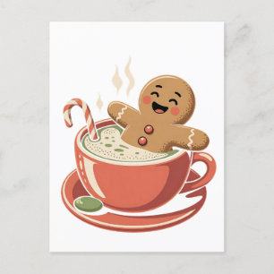 Gingerbread Man Het nemen van een Matcha Bathub Ke Uitnodiging Briefkaart