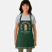 Gingerbread Man Holiday Baking Crew Groen Hout Schort (Insitu)