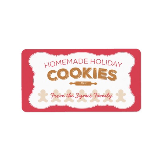Gingerbread Man Holiday Cookies Label (Voorkant)