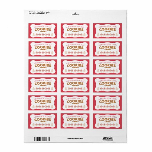 Gingerbread Man Holiday Cookies Label (Full Sheet)