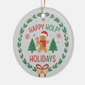 Gingerbread Man & Holly Wreath Christmas Ornament (Links)