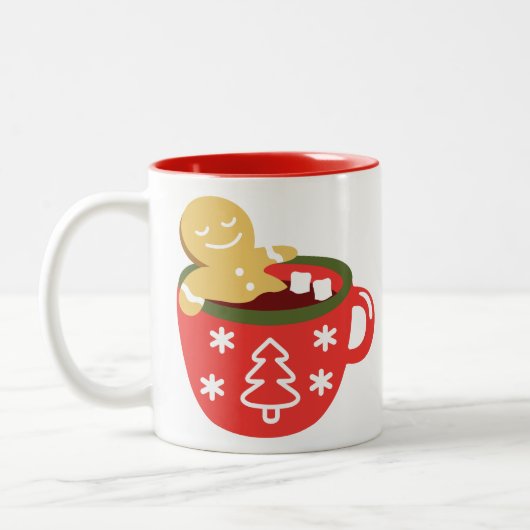 Gingerbread Man Hot Chocolade Jacuzzi Tweekleurige Koffiemok (Links)