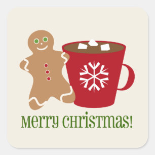Gingerbread Man & Hot Chocolate Kerst sticker