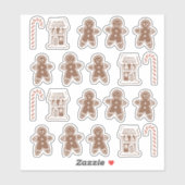 Gingerbread Man House Candy Cane Kerstkoekje Sticker (Vel)