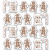 Gingerbread Man House Candy Cane Kerstkoekje Sticker (Voorkant)