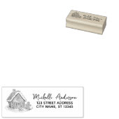 Gingerbread Man House Christmas Retouradres Rubberstempel (Gestempeld)