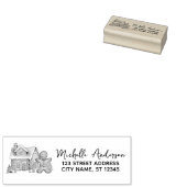Gingerbread Man House Christmas Retouradres Rubberstempel (Gestempeld)