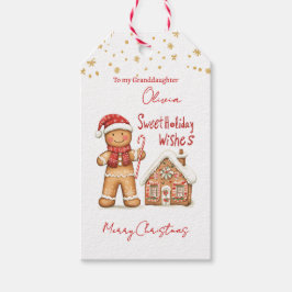 Gingerbread Man House Kleindochter Kerstmis Cadeaulabel