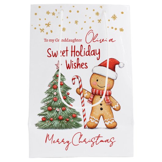 Gingerbread Man House Kleindochter Kerstmis Medium Cadeauzakje (Achterkant)