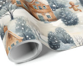 Gingerbread Man & House Snowy Christmas Cadeaupapier (Rol Hoek)