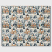 Gingerbread Man & House Snowy Christmas Cadeaupapier (Vlak)