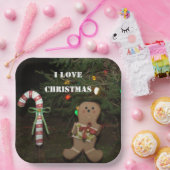 Gingerbread Man Ik hou van Kerstmis Candy Cane Papieren Bordje (Feest)