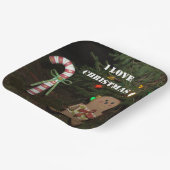 Gingerbread Man Ik hou van Kerstmis Candy Cane Papieren Bordje (Gebogen)