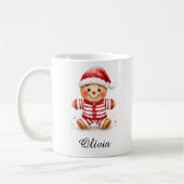 Gingerbread Man in Christmas Pajamas Custom Name Koffiemok (Links)