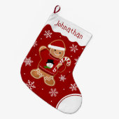 Gingerbread Man in Sweater Grote Kerstsok (Voorkant (Hangend))