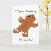 Gingerbread Man Just Add Name Verjaardag Kaart (Gele Bloem)