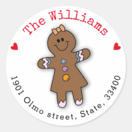 Gingerbread Man Kerst Aangepast Retouradres Ronde Sticker