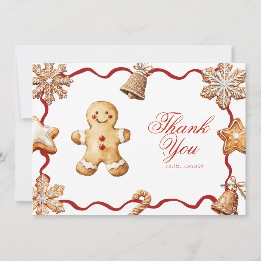 Gingerbread Man | Kerst Baby Shower Bedankkaart (Voorkant)