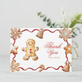 Gingerbread Man | Kerst Baby Shower Bedankkaart (Staand voorkant)