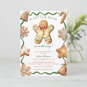 Gingerbread Man | Kerst Baby Shower Kaart (Staand voorkant)