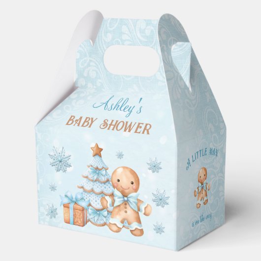 Gingerbread Man Kerst Baby shower Medium Gable Bedankdoosjes (Voorkant)