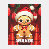 Gingerbread Man Kerst Gepersonaliseerde Kinderen Fleece Deken (Voorkant)
