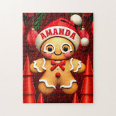 Gingerbread Man Kerst Gepersonaliseerde Kinderen Legpuzzel (Verticaal)
