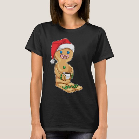 Gingerbread man kerst koffie t-shirt (Voorkant)