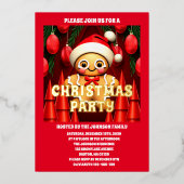 Gingerbread Man Kerst Party Foto Folie Uitnodiging (Voorkant)