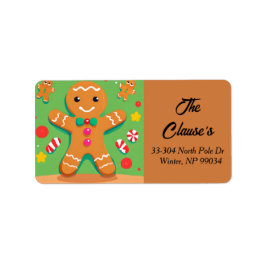 Gingerbread Man Kerst retour adreslabel Etiket
