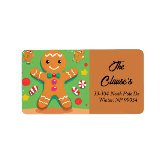 Gingerbread Man Kerst retour adreslabel Etiket