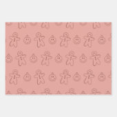 Gingerbread man kerst set van 3 inpakpapier vel (Voorkant)