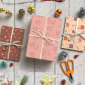 Gingerbread man kerst set van 3 inpakpapier vel