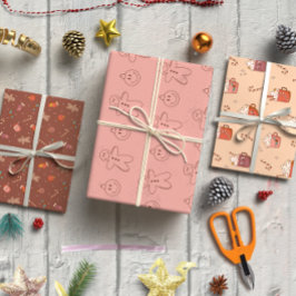 Gingerbread man kerst set van 3 inpakpapier vel